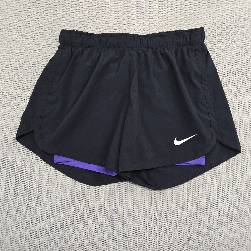 Nike Dri Fit Running Shorts Womens Small Black Atheltic Lined Training Swoosh